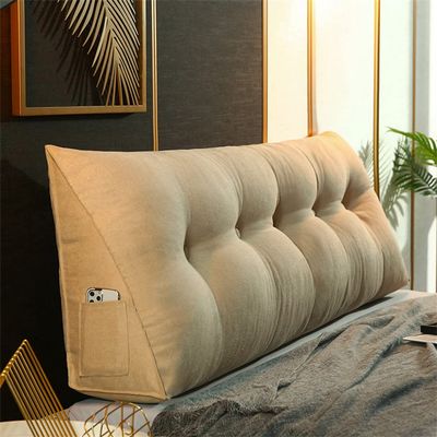 Large Bolster Triangular Headboard Wedge Backrest Positioning Support Bed Rest Reading Pillows Back Support Lumbar Cushion for Daybed with Removable Cover,Yellow,Twin/39inch/100cm