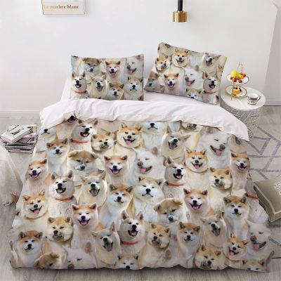 Cute Akita Comforter Full Set, Akita Lover Duvet Cover Sets, 3 Pieces Pet Dogs Bedspreads, Bedding Set with 2 Pillow Shams & Duvet Cover, Gifts for Akita Mom/Dog Owner/Women/Men