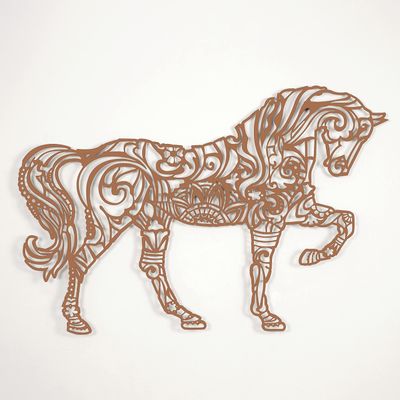 Colorfull Worlds Marching Horse Metal Wall Art, Nature and Wildlife Art Wall Decor, Home Decor Gift for New Year, Christmas and Housewarming (26.3" x 17.7" | 67 x 45 cm | Copper)