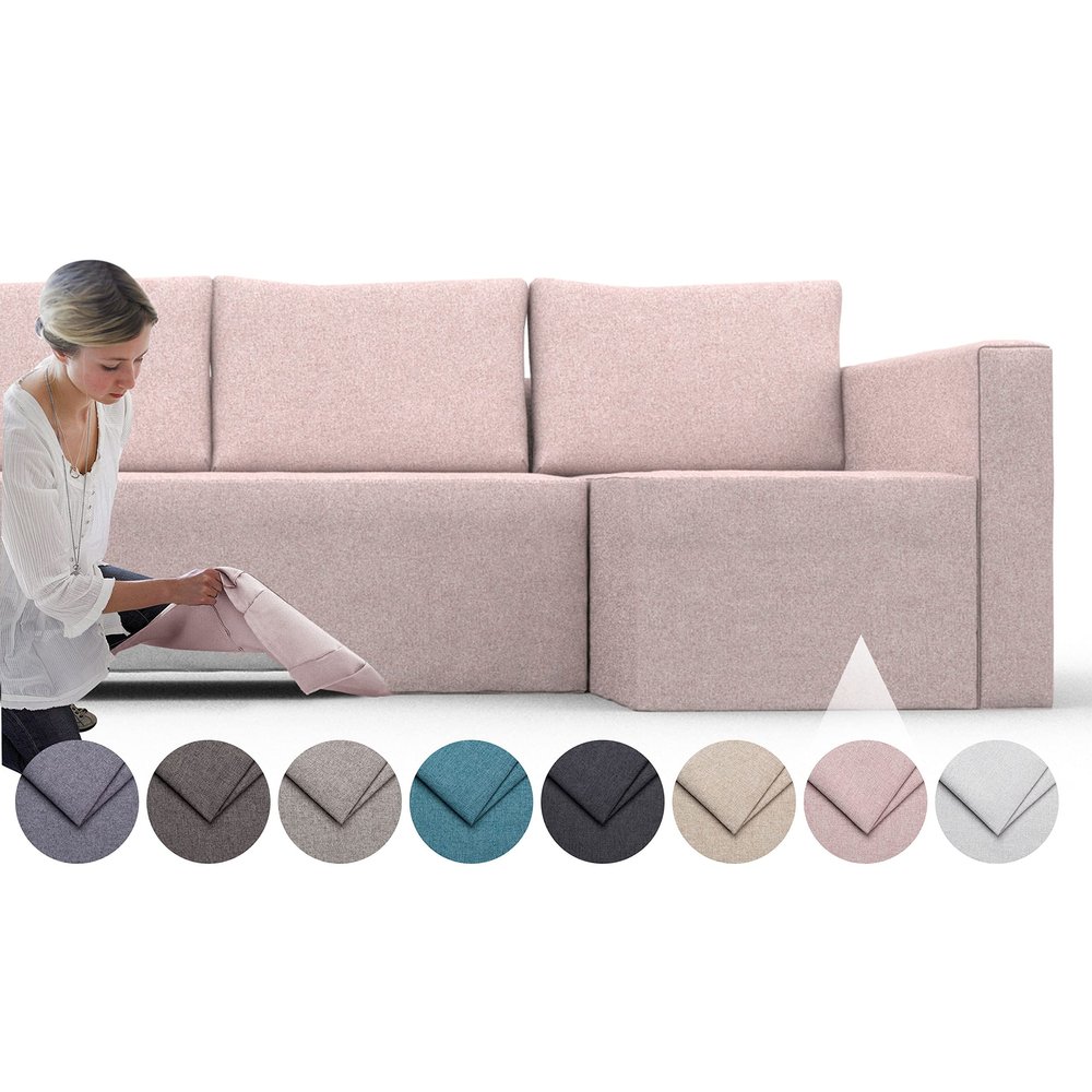 comfortly | Cover for Friheten Corner Sofa Bed Right, Replacement Slipcover, Heavy Duty 4 pcs Cover, Pets and Stain Proof Durable Nano-Tech Fabric (Cashmere Blends - Flamingo)