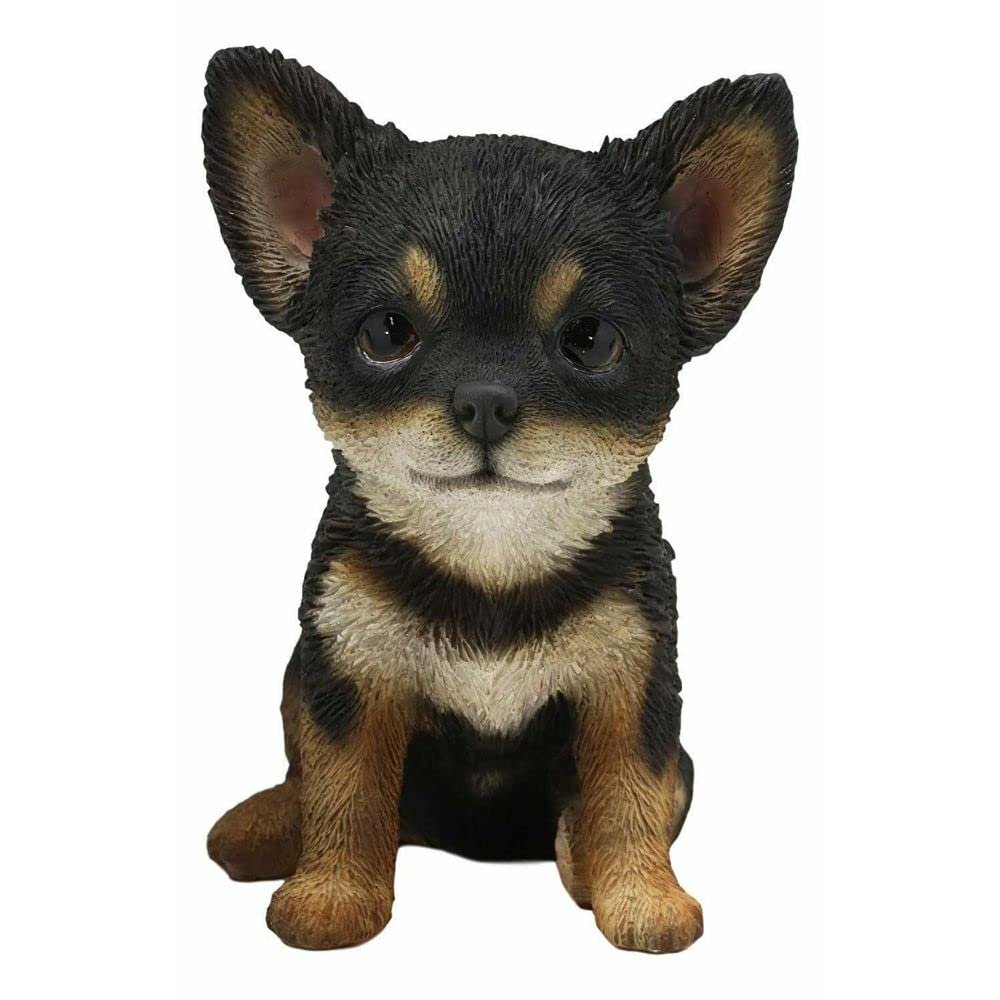 1 Pcs Of Lifelike Adorable Dog Puppy Sitting Statue 6.25" H With Glass Eyes