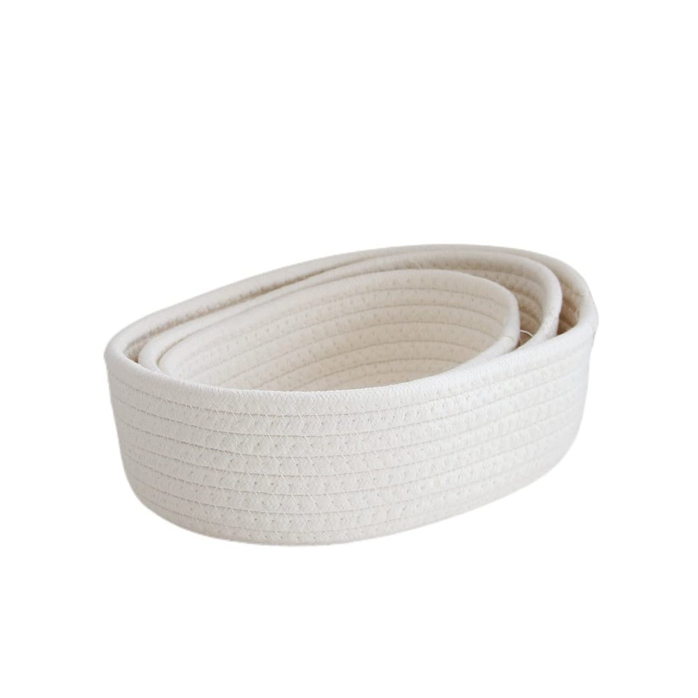 3 Pieces Oval Woven Basket Cotton Rope Storage Baskets Toy Baskets Snack Sundries Woven Storage Baskets for Picnics