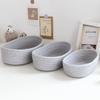 3 Pieces Oval Woven Basket Cotton Rope Storage Baskets Toy Baskets Snack Sundries Woven Storage Baskets for Picnics view 2