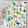 Umpoo Cute Dinosaur Shower Curtains Colorful Baby Dino Funny Animals Green Trees for Kids Neutral Curtain Waterproof Fabric Polyester Accessories with 12 Hooks, 72x72 Inch Green/Yellow/Darksalmon view 2