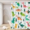 Umpoo Cute Dinosaur Shower Curtains Colorful Baby Dino Funny Animals Green Trees for Kids Neutral Curtain Waterproof Fabric Polyester Accessories with 12 Hooks, 72x72 Inch Green/Yellow/Darksalmon view 3