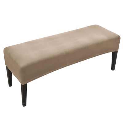 FORCHEER Dining Bench Cover 49-60 Inch Stretch Rectangle Velvet Bench Seat Slipcover for Living Room, Bedroom Washable (Velvet-Camel)