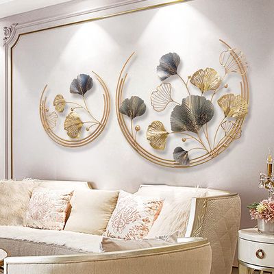AMITVA 3D Metal Wall Decor, Creative Handmade Ginkgo Leaves Wall Art Decoration, Metal Wall Artwork Sculpture for Study Living Room Bedroom Kitchen,143X85cm,110x67cm