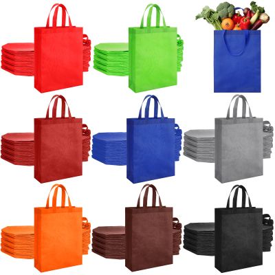 Amylove 80 Pcs Large Gift Bag Reusable Non Woven Tote Bags Bulk with Handle for Party Favors 15 x 11.8 x 4 Inches(Multicolor)