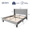 Allewie Queen Size Bed Frame with Button Tufted Wingback Headboard, Modern Upholstered Bed Frame with Solid Wooden Slats Support - No Box Spring Needed, Easy Assembly, Light Grey view 2