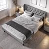 Allewie Queen Size Bed Frame with Button Tufted Wingback Headboard, Modern Upholstered Bed Frame with Solid Wooden Slats Support - No Box Spring Needed, Easy Assembly, Light Grey view 3