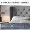 Allewie Queen Size Bed Frame with Button Tufted Wingback Headboard, Modern Upholstered Bed Frame with Solid Wooden Slats Support - No Box Spring Needed, Easy Assembly, Light Grey view 4