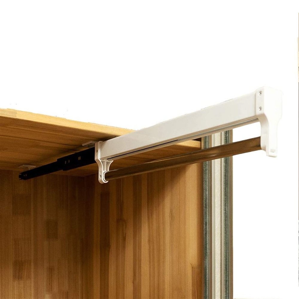 Heavy Duty Extendable Pull Out Closet Rod - Closet Clothes Hanger Rail, Pull Out Wardrobe Clothes Hanger Rod Extendable Closet Rod Adjustable Closet Clothes Rail Closet Organizer Rack ( Size : 300mm )