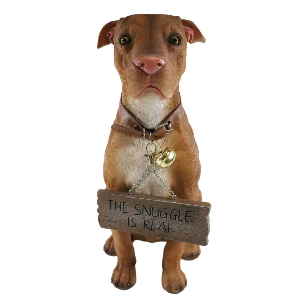 1 Pcs Of Lifelike Pet Dog Statue With Jingle Collar And Sign 13" H