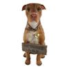 1 Pcs Of Lifelike Pet Dog Statue With Jingle Collar And Sign 13" H view 1