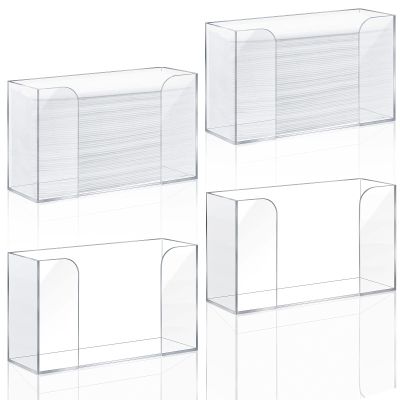 Deekin 4 Pcs Acrylic Paper Towel Dispenser Countertop Paper Towel Holder, Clear Trifold Guest Napkin Dispenser for Z-fold, C-fold or Multifold paper holder for Bathroom Toilet and Kitchen