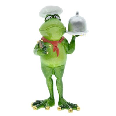 Queemie Creative Standing Frog Figurine What's for Dinner Chef Decorative Resin Crafts Statue for Home Office Dining Room Decoration