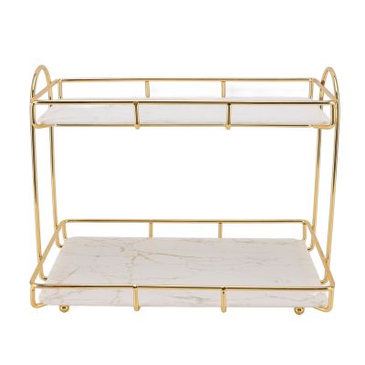 Pilipane Bathroom lunch box Countertop , 2 Tier Makeup Shelf lunch box , Standing Vanity Tray for Bathroom Organization and Decor , Home Storage Holder Cosmetics Skincare Perfume Storage