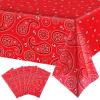 Western Party Tablecloth Paisley Table Cover Bandana Plastic Table Cloth Rectangle Floral Tablecloth for Western Cowboy Themed Party Decorations, 108 X 54 Inches (Red, 6 Pack) view 1