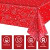 Western Party Tablecloth Paisley Table Cover Bandana Plastic Table Cloth Rectangle Floral Tablecloth for Western Cowboy Themed Party Decorations, 108 X 54 Inches (Red, 6 Pack) view 3