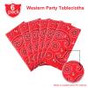 Western Party Tablecloth Paisley Table Cover Bandana Plastic Table Cloth Rectangle Floral Tablecloth for Western Cowboy Themed Party Decorations, 108 X 54 Inches (Red, 6 Pack) view 4