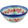 Polmedia Polish Pottery Bowl 6-inch - Red Pansy Pattern Handmade in Boleslawiec Poland by Ceramika Artystyczna + Certificate of Authenticity view 1