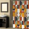 Shower Curtains for Bathroom, Mid Century Orange Brown Sage Green Abstract Retro Geometric Modern Shower Curtain Set Waterproof Fabric Bath Curtain with Hooks for Home Apartment Farmhouse 72x78 inch view 3