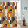 Shower Curtains for Bathroom, Mid Century Orange Brown Sage Green Abstract Retro Geometric Modern Shower Curtain Set Waterproof Fabric Bath Curtain with Hooks for Home Apartment Farmhouse 72x78 inch view 4