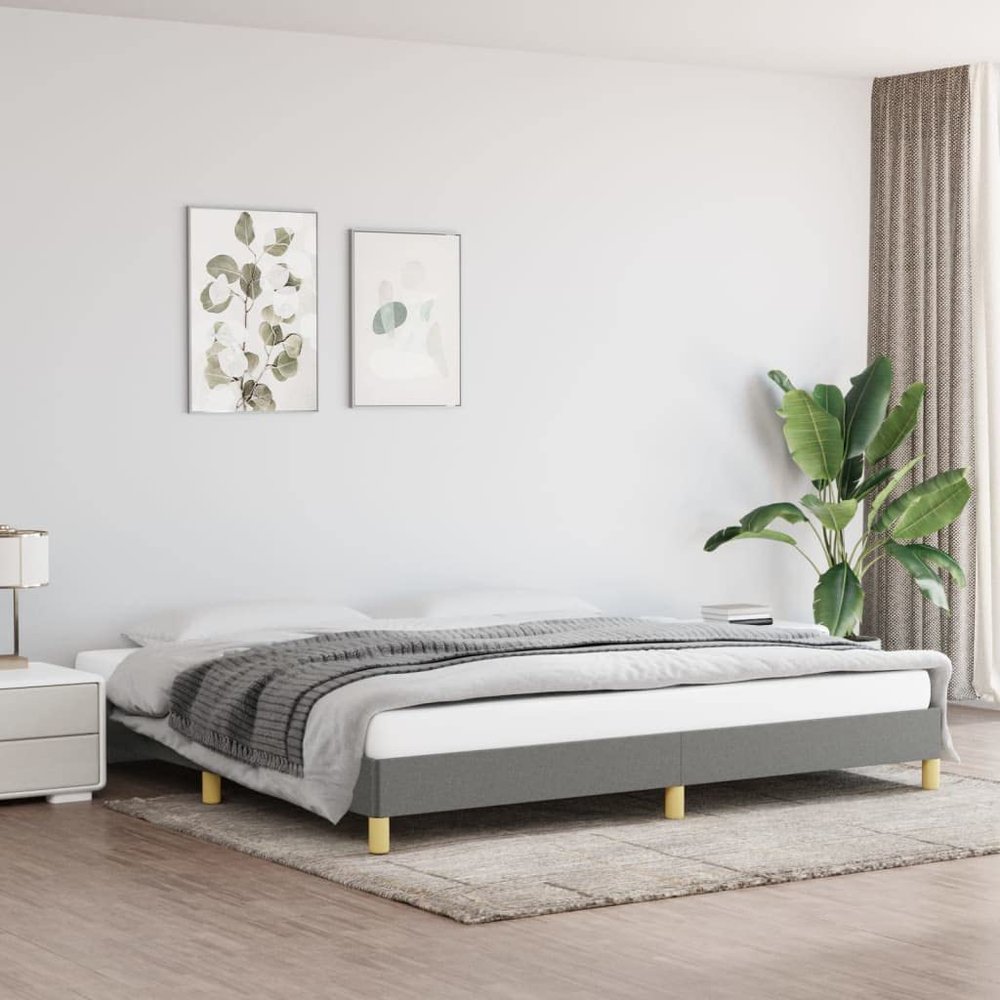 loibinfen Bed Frame Dark Gray (Mattress not Included) 76"x79.9" King Fabric, Weight-58.64 lbs (I)