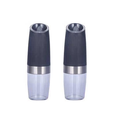 2-piece gravity pepper salt grinder, stainless steel, adjustable roughness, with blue LED light.