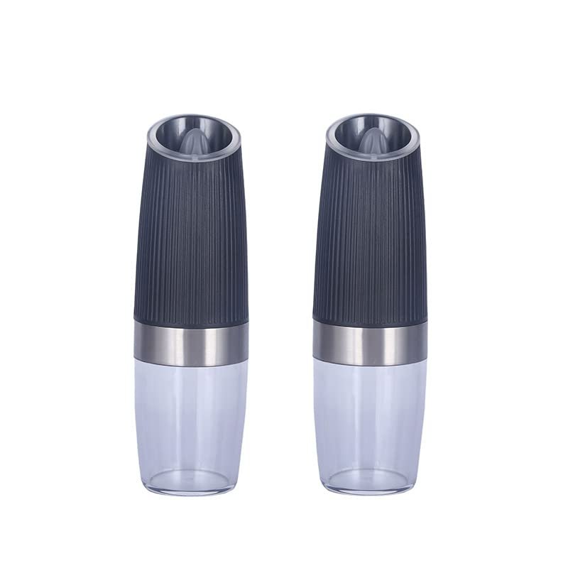 2-piece gravity pepper salt grinder, stainless steel, adjustable roughness, with blue LED light.