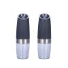 2-piece gravity pepper salt grinder, stainless steel, adjustable roughness, with blue LED light. view 1