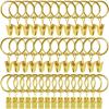 WeeksEight 44 Pack Gold Curtain Rings with Clips, Curtain Hooks Hangers Clip Rings for Hanging Drapes Bows Hat, Drapery Rings 1 in I D, Fits up to 5/8 in Diameter Curtain Rod. view 1