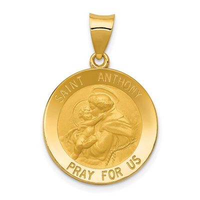 Exclusive Jewelry made of Precious Metals and Stones Real 14K Yellow Gold Saint Anthony Medal Hollow Pendant; Women & Men Style Exclusive Jewelry-2797
