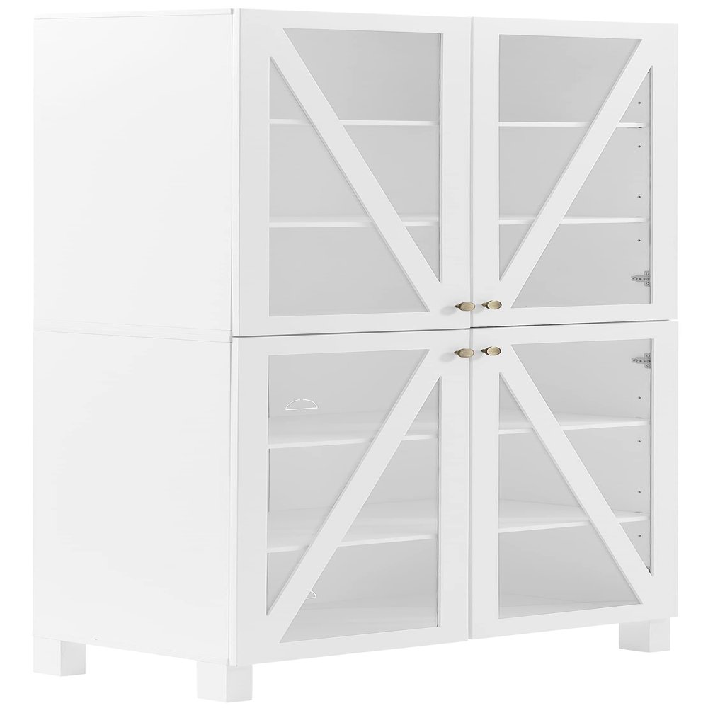 Crosley Furniture Cassai Tall Pantry Storage Cabinet with Shelves, Kitchen, Dining, or Laundry Room, White