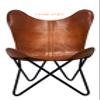 CORIUM ARTIFEX TAN-Butterfly Chair Leather Living Room Chairs -Handmade Cover with Powder Coated Iron Frame view 1