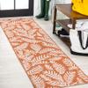 Eyely BMS119E-28 Santa Monica Nevis Palm Frond Indoor/Outdoor Runner Rug Coastal;Casual;Country;Floral, Bedroom, Kitchen, Backyard, Patio, Easy-Cleaning, Non-Shedding, 2 X 8, Orange/Cream view 1