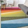 Eyely CZD101A-8 Dazzle Prism Geometric Striped Indoor Area Rug Kids & Novelty;Modern;Classic;Transitional, Bedroom, Kitchen, Living Room, Easy-Cleaning, Non-Shedding, 8 X 10, Orange/Green/Blue view 1