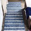 Eyely BMS125C-28 Santa Monica Colonia Berber Stripe Indoor/Outdoor Runner Rug Modern;Bohemian;Transitional, Bedroom, Kitchen, Backyard, Patio, Easy-Cleaning, Non-Shedding, 2 X 8, Blue/Ivory view 1
