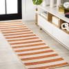 Eyely BMS203A-28 Santa Monica Negril Two-Tone Wide Stripe Indoor/Outdoor Runner Rug Modern;Coastal;Rustic, Bedroom, Kitchen, Backyard, Patio, Easy-Cleaning, Non-Shedding, 2 X 8, Orange/Beige view 1