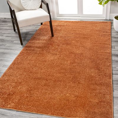 Eyely UES100M-8 Supersoft Haze Solid Low-Pile Indoor Area Rug Casual;Contemporary;Solid;Traditional, Bedroom, Kitchen, Living Room, Easy-Cleaning, Non-Shedding, 8 X 10, Orange