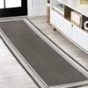 Eyely BMS201C-28 Santa Monica James Modern Border Stripe Indoor/Outdoor Runner Rug Traditional;Coastal, Bedroom, Kitchen, Backyard, Patio, Easy-Cleaning, Non-Shedding, 2 X 8, Black/Cream view 1