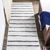 Eyely BMS125D-28 Santa Monica Colonia Berber Stripe Indoor/Outdoor Runner Rug Modern;Bohemian;Transitional, Bedroom, Kitchen, Backyard, Patio, Easy-Cleaning, Non-Shedding, 2 X 8, Ivory/Black view 1