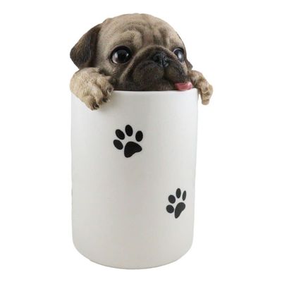 1 Pcs Of Ceramic Puppy Dog Hiding And Peeking Dry Storage Jar With Paw Prints Decor