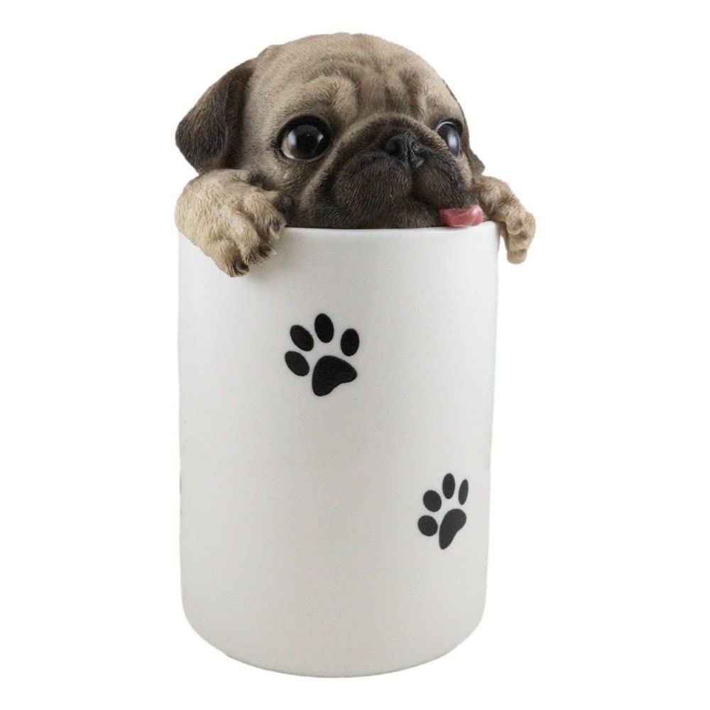 1 Pcs Of Ceramic Puppy Dog Hiding And Peeking Dry Storage Jar With Paw Prints Decor