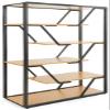 Displays2go Offset Geometric Shelving Unit with Steel Frame, 6 Tiers, Open Back - Natural (SMGEOSHNT) view 1