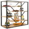 Displays2go Offset Geometric Shelving Unit with Steel Frame, 6 Tiers, Open Back - Natural (SMGEOSHNT) view 4