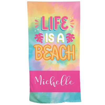 GiftsForYouNow Life is a Beach Personalized Beach Towel, 30x60