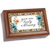 Cottage Garden Truly A Blessing Jeweled Woodgrain Petite Music Box Plays Tune Amazing Grace view 1