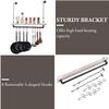 MyGift 30 Inch Ceiling or Wall Mounted Pot Rack with Shabby White Washed Solid Wood Shelf and Industrial Matte Black Metal Pipe, Hanging Cookware Utensils Organizer with 8 S-Hooks view 4