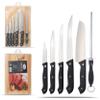 Alpine Cuisine Stainless Steel Cutlery Set 7 Piece with Wood Cutting Board - Kitchen Chef Knife Set, Santoku Knife, Carving Knife, Boning Knife, Utility Knife, Paring Knife, Sharpener, Dishwasher Safe view 1